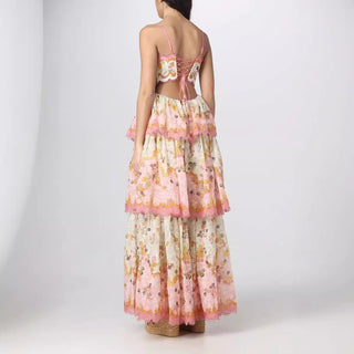 Floral Strapped Backless Long Dress