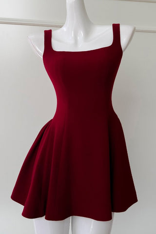Elegant Burgundy Sleeveless Bow-Back Mini Dress