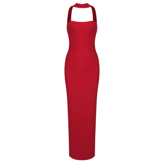 Sleek Bandage Back Slit Long Dress