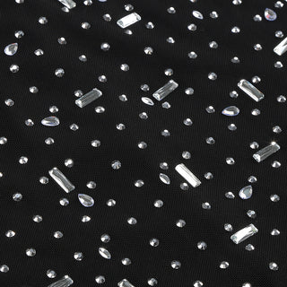 Black Diamond Embellished Long Sleeve Maxi Dress