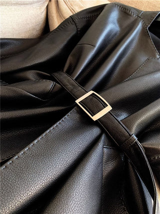 Short Faux Leather Jacket With Belt