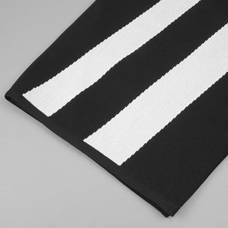 Tall Black and White One-Sleeve Striped Bodycon Dress with High Slit