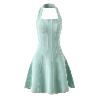 Mint Knitted Halter Mini Dress