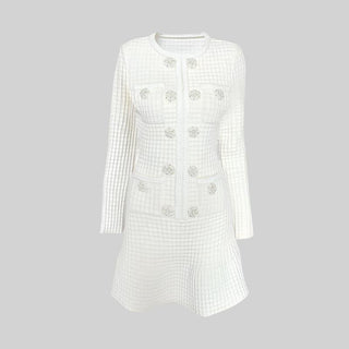 Elegant Long Sleeve Wool Knit Mini Dress