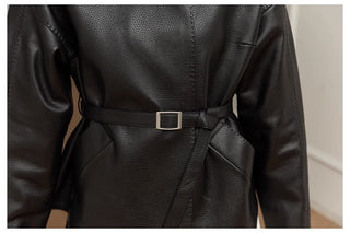 Short Faux Leather Jacket With Belt