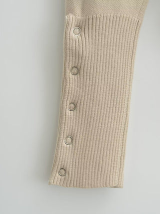 Ribbed Knit Button-Up Long Sleeve Sweater Top