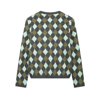 Vintage Argyle Pattern Button-Up Cardigan Sweater