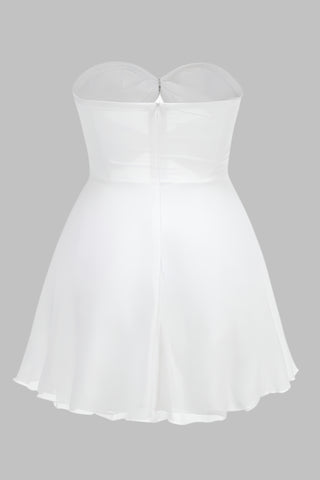 Elegant Ruched Sweetheart Strapless Mini Dress - Sunshine Yellow & Classic White