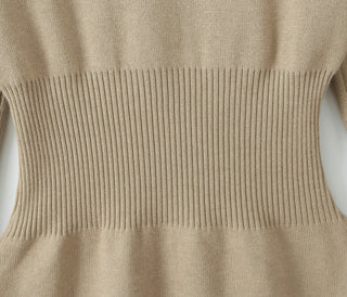 Long Sleeve Knitted Mini Dress with Slit