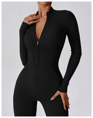 Zipper Long-Sleeved Yoga Jumpsuit