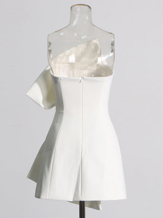 Elegant Strapless Asymmetric Bow Top