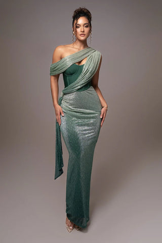 Elegant One Shoulder Corset Long Dress