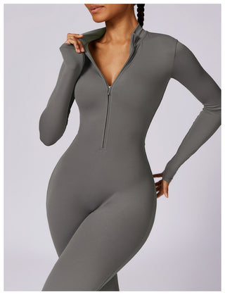 Zipper Long-Sleeved Yoga Jumpsuit