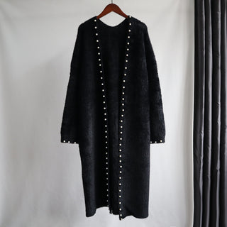Elegant Pearl Trim Knitted Cardigan