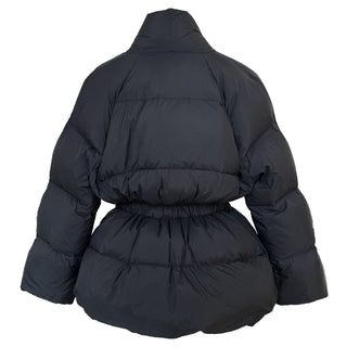 Premium Midi Puffer Jacket with Belt - White Duck Down Filled