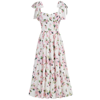 Lena Sleeveless Floral Back Tie  Long Dress