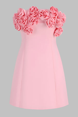 Pink Floral Elegance Sleeveless Mini Dress