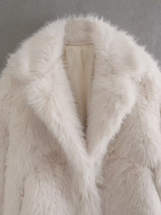 Midi Faux Fur Coat - Luxurious Warmth and Elegance