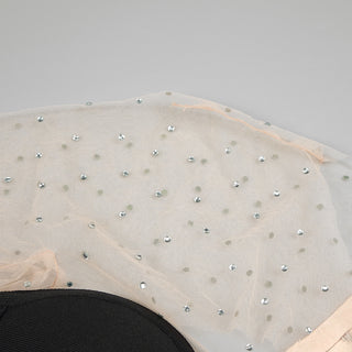 Glam Black Bandage Mini Dress with Diamond Mesh Sleeves