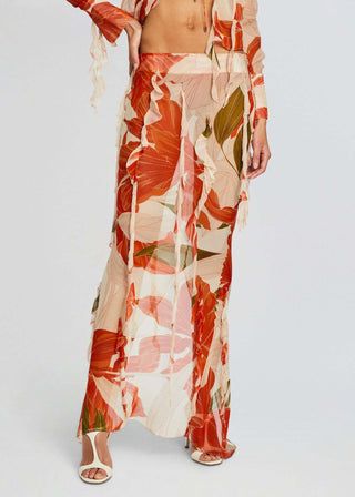 Sheer Mesh Sleeve Skirt  Print Set