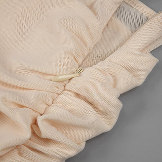 Chic Sheer Ruched Two-Piece Set - Elegant Long Sleeve Top & Flared Pants Combo