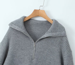 Cozy Ribbed Knit Set – Oversized Pullover & High-Waist Trousers