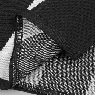 Tall Black and White One-Sleeve Striped Bodycon Dress with High Slit