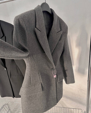 Oversized Wool Blazer Dress with Pockets