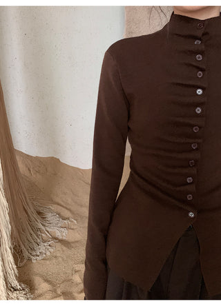 Slim-Fit Buttoned Knitted Cardigan