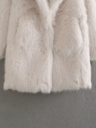 Midi Faux Fur Coat - Luxurious Warmth and Elegance