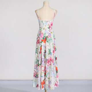 Floral Butterfly Sleeveless Long  Dress