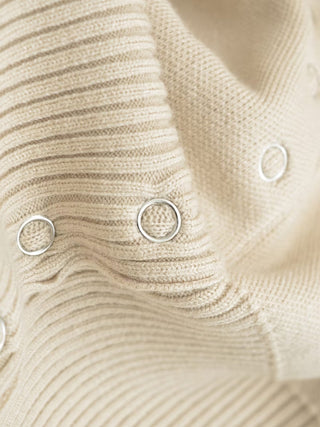 Ribbed Knit Button-Up Long Sleeve Sweater Top