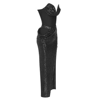 Midnight Sparkle Sequin Corset Long Dress