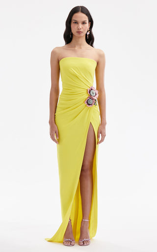 Sunset Bloom Strapless Long Dress
