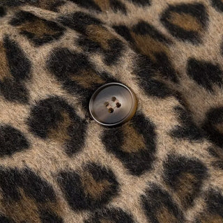 Long Sleeve Leopard Print Faux Fur Blazer Jacket