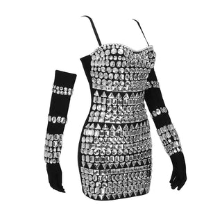 Emily Sleeveless Sparkle Gem Bandage Mini Dress