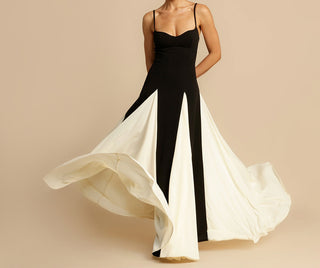 Classic Monochrome Sleeveless Long Dress