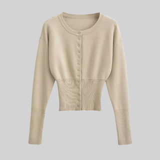 Ribbed Knit Button-Up Long Sleeve Sweater Top