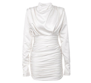 Ray Satin High Neck Mini Dress