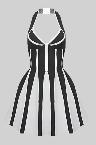 Bold Black & White Striped Bandage Dress