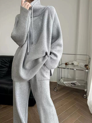 Cozy Knit Set - Oversized Sweater Top & Wide Leg Pants