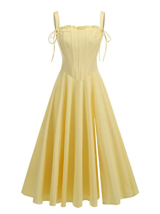 Jannet Corset Side Slit Midi Dress