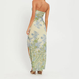 Floral Grace Strapless Long Dress