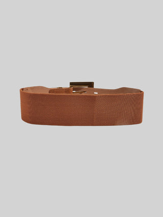 Wide Elastic Belt with Bold Gold Buckle