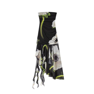 Blossom Print Strapless Long Dress