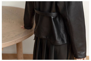 Short Faux Leather Jacket With Belt