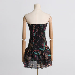 Strapless Halter-Neck Floral Embroidered Mini Dress