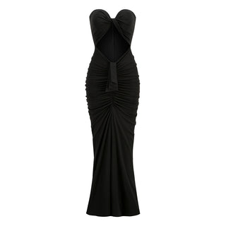 Aida Strapless Black Long Dress