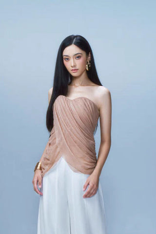 Celeste Tulle Crossover Strapless Top