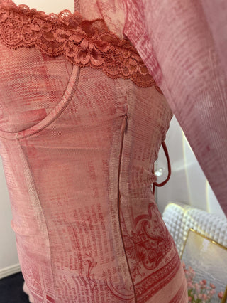 Elegant Long Sleeve Rouge Midi Dress